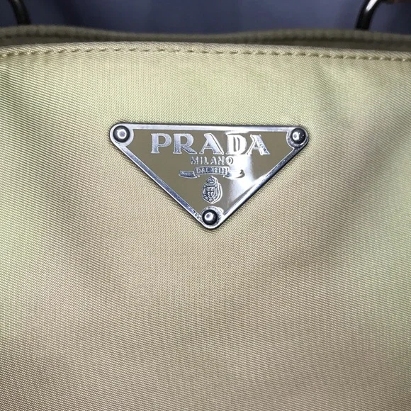 Beautiful Vintage Prada Cammello Nylon w/ Leather Handles Shopping Tote Bag - Picture 2 of 15